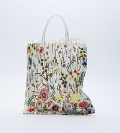 bolso shopper tul bordado flores