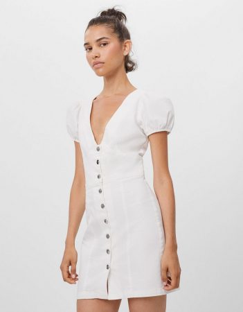 vestido botones bershka