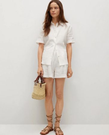 Screenshot 2021 03 30 Short tiro alto lino Mujer Mango Espana Merca2.es