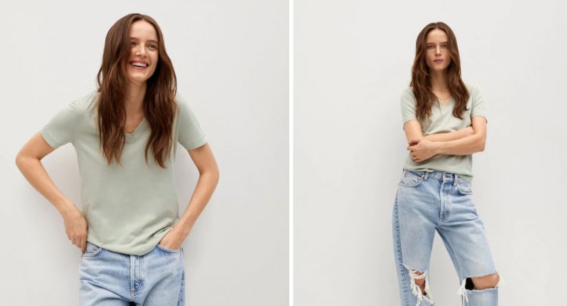 CAMISETA CUELLO PICO NUEVA COLECCIÓN MANGO