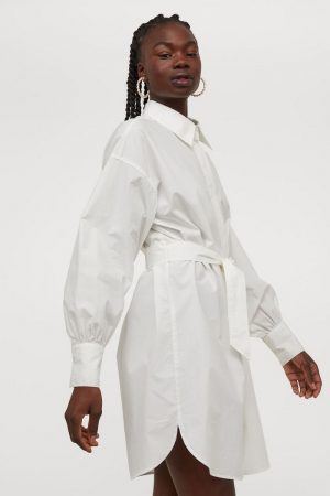 vestido camisero con cinturon h&m