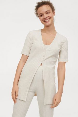 Camiseta de canalé con botones