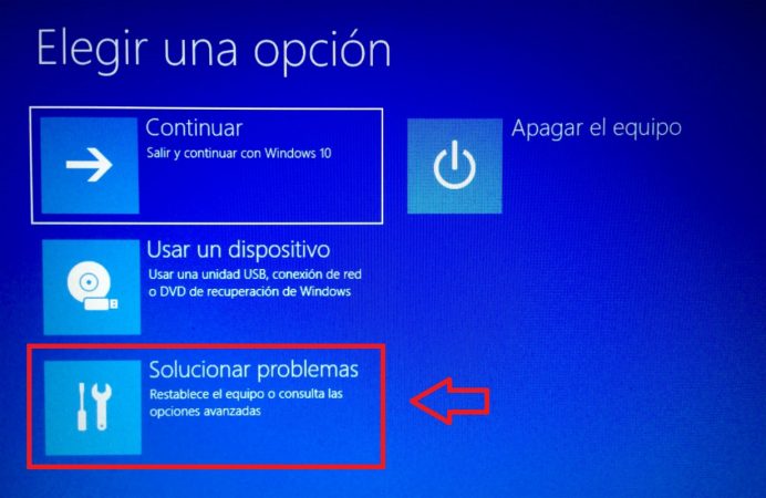 Solucionar problemas desde el entorno de recuperación de Windows