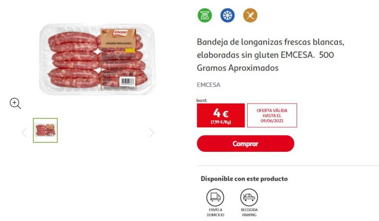 Bandeja de longanizas frescas blancas