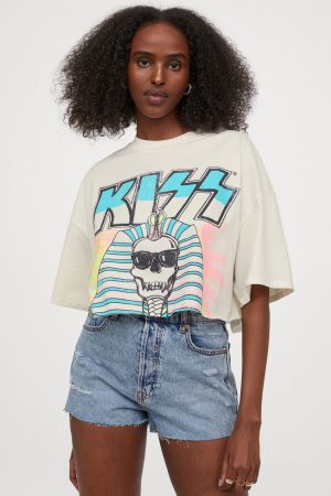 Camiseta cropped con estampado