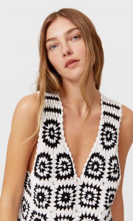 Chaleco crochet flores stradivarius