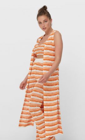 Chaleco rayas crochet stradivarius