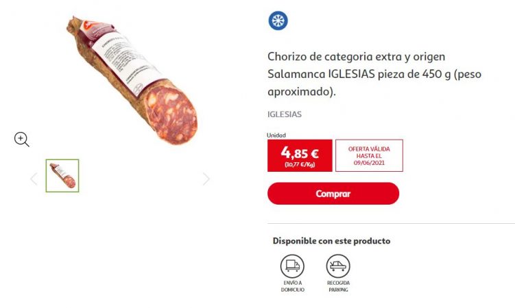 Chorizo de categoría extra y origen Salamanca