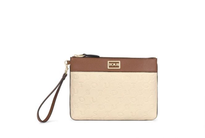 Clutch T Script de piel Tous