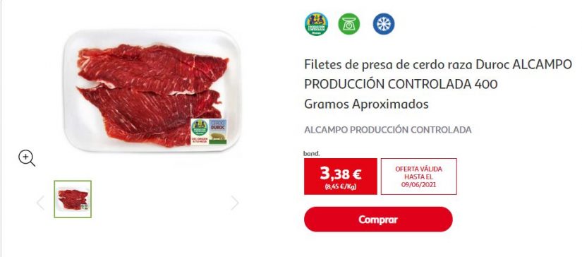 Filetes de presa de cerdo raza Duroc Alcampo