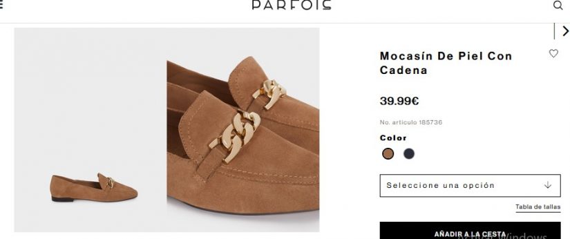 Mocasín de piel con cadena