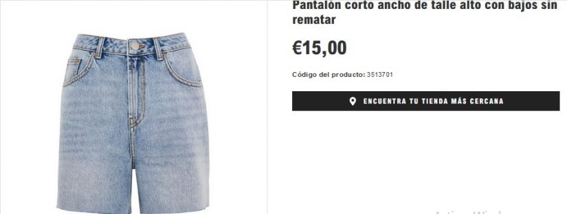 Pantalón corto ancho con detalle alto con bajos sin rematar