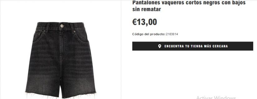 Pantalones vaqueros cortos negros con bajos sin rematar