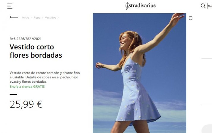 Vestido corto flores bordadas