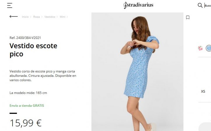 Vestido escote pico- Stradivarius