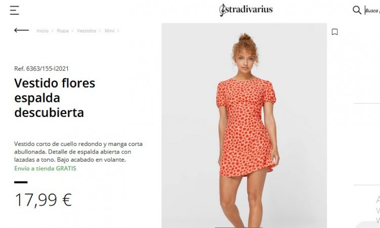 Vestido flores espalda descubierta- Stradivarius