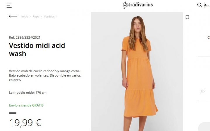 Vestido midi acid wash- Stradivarius