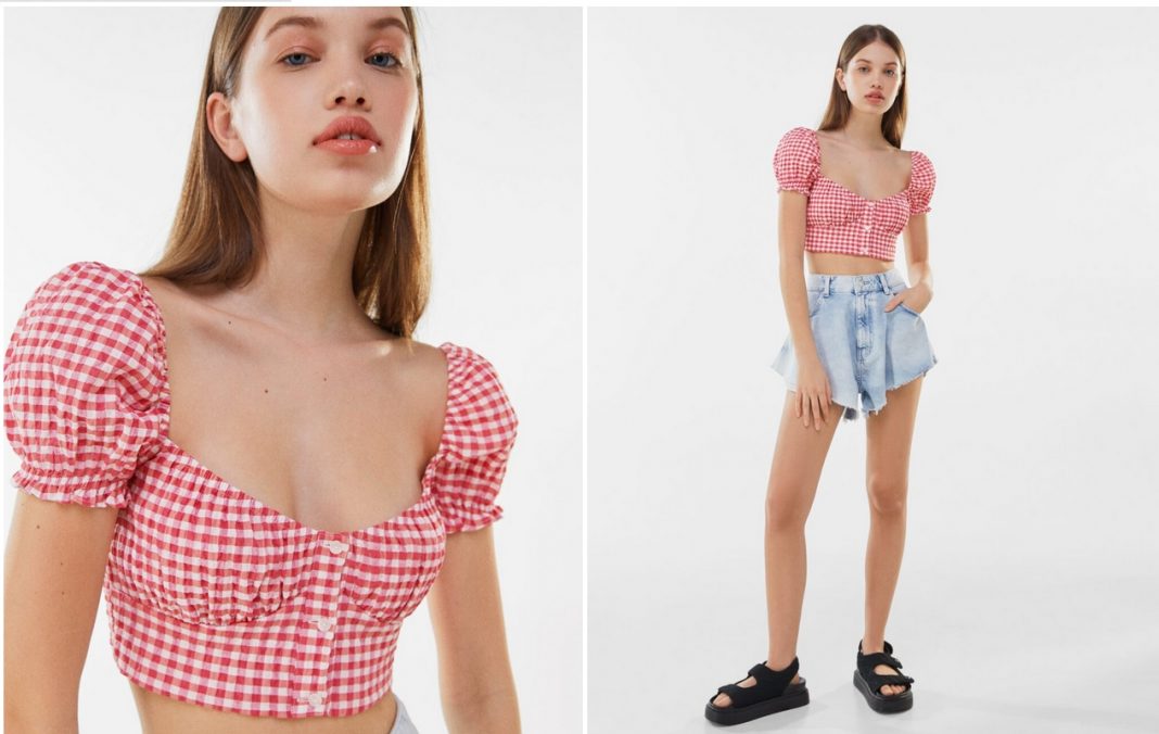 blusa escote fruncido