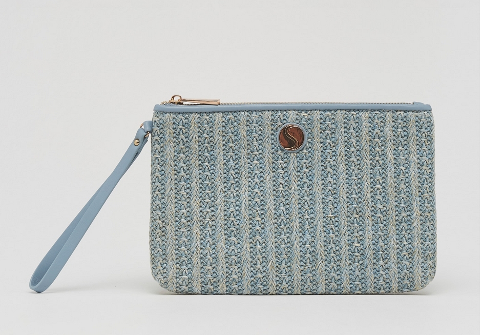 bolso metalizado de rafia