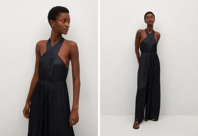 Mono satinado escote cruzado