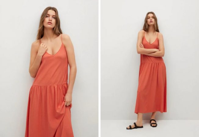 Vestido textura midi Mango