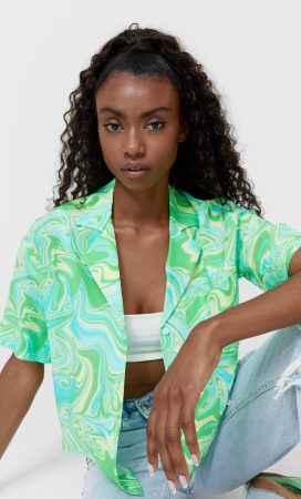 Camisa manga corta psicodélico Stradivarius 