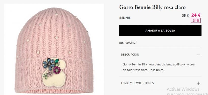 Gorro Bennie Billy rosa claro