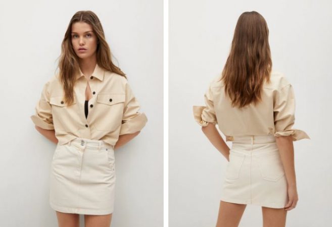 Minifalda denim bolsillos Mango