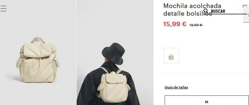 Mochila acolchada detalle bolsillos