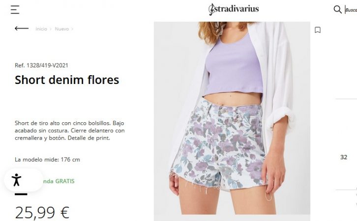 Short denim flores