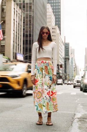falda de flores zara