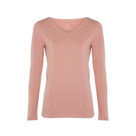 Camiseta elástica de manga larga con cuello de pico rosa palo Primark
