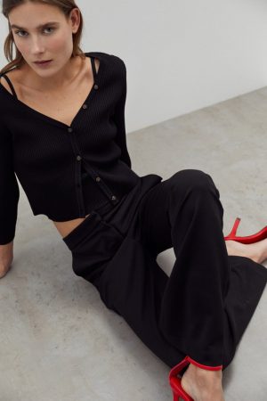 Chaqueta crop canalé