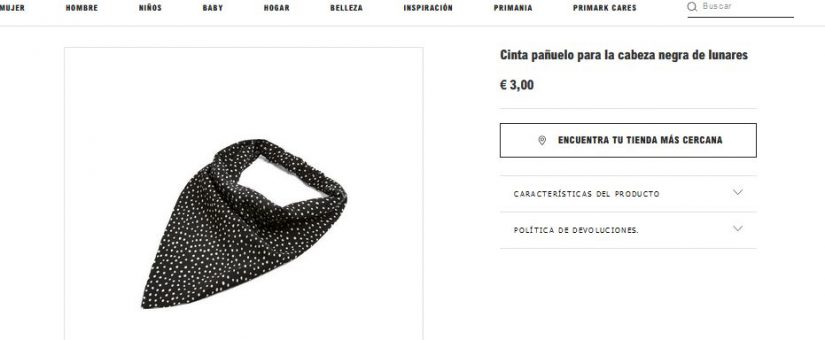 Cinta pañuelo negra de lunares para la cabeza