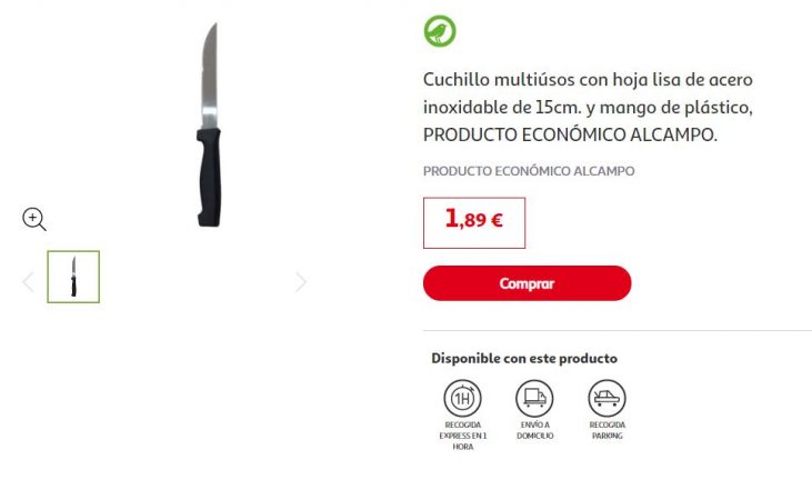 Cuchillo multiusos con hoja lisa de acero inoxidable