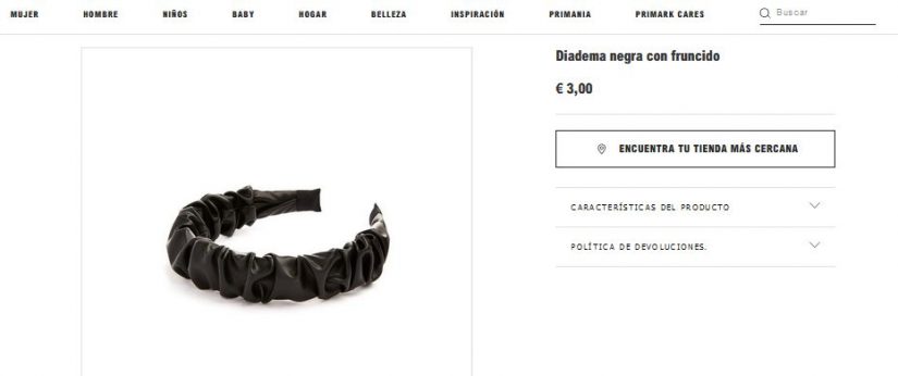 Diadema negra con fruncido