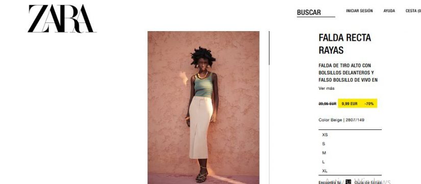 Falda recta rayas