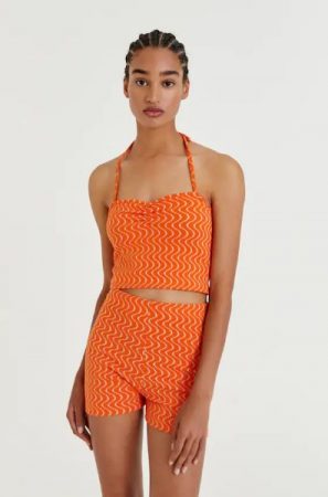 Short naranja print ondas