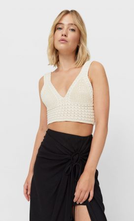 Top crochet trenzas Stradivarius