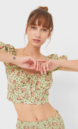 Top manga corta flores