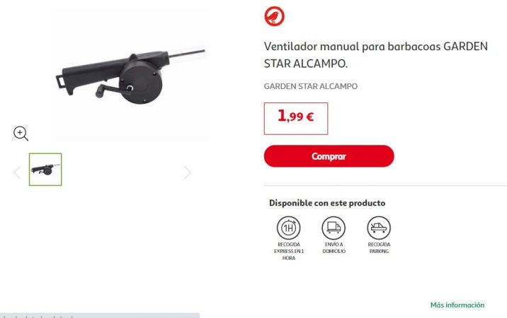 Ventilador manual para barbacoas Alcampo