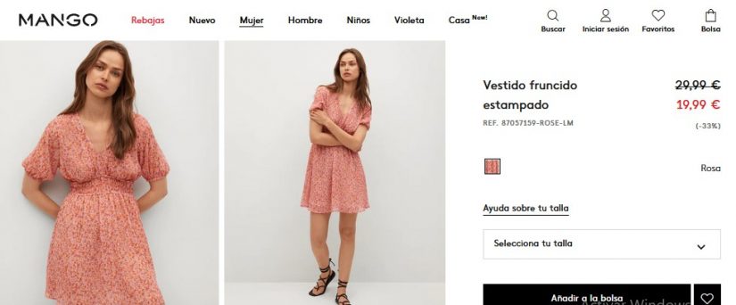 Vestido fruncido estampado- Mango