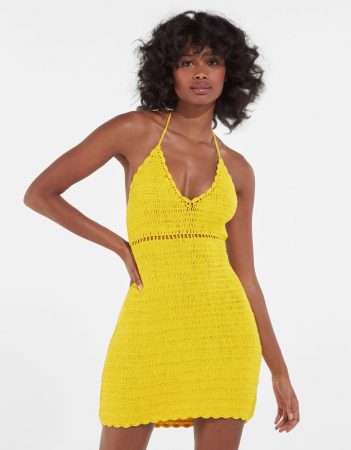 Vestido halter crochet- Bershka