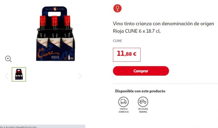 Vino tinto crianza con denominación de origen Rioja