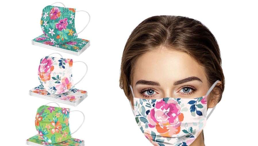 mascarilla con estampado floral