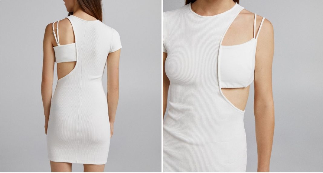 vestido rib asimétrico