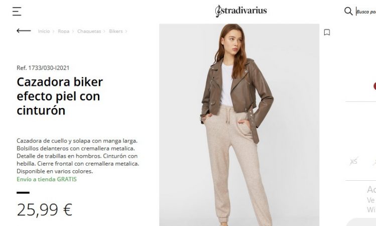 Cazadora biker efecto piel con cinturón