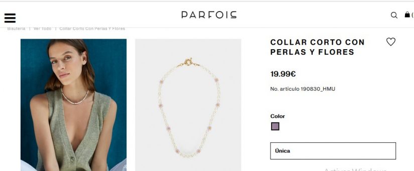 Collar Corto Con Perlas y Flores- Parfois