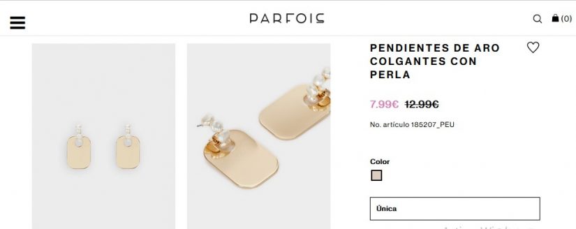 Pendientes de Aro Colgantes Con Perla- Parfois