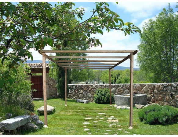 Pérgola de madera Tanger marrón 300 x 400 cm